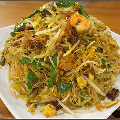 Fideos de arroz con gambas