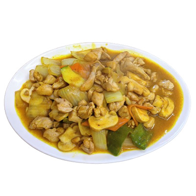 Pollo con salsa curry