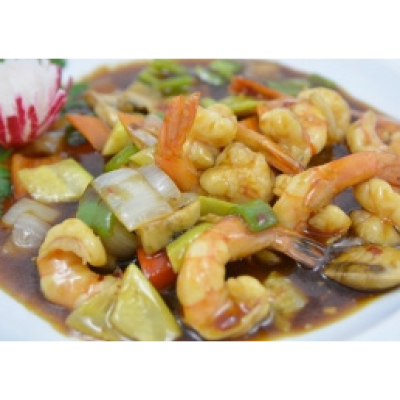 Gambas con champiñón