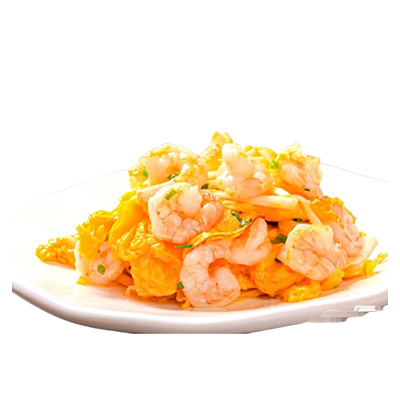 Huevo revuelto con gambas